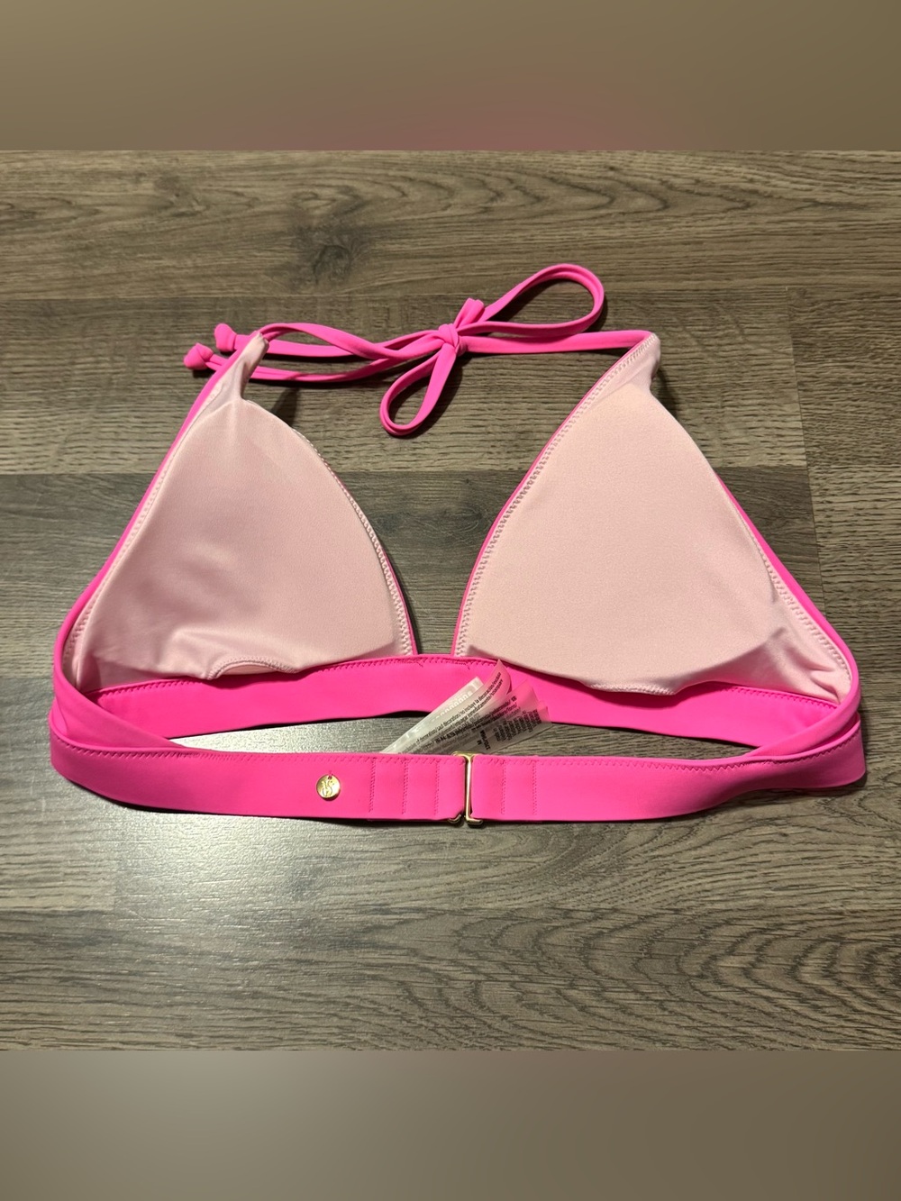 Victoria's Secret Essential Padded Triangle Halter Top Hot Pink Women’s Medium - Picture 2 of 5